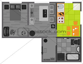concept interior flat design on top view