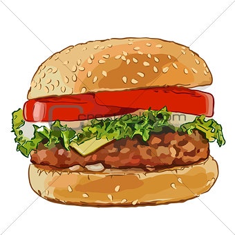 big burger with fried cutlets