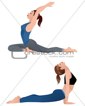 Girls practicing yoga