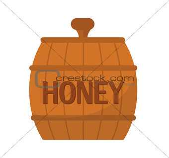 Barrel of honey icon, flat style. Isolated on white background. Vector illustration, clip-art.