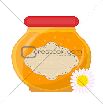 Jar of honey icon, flat style. Isolated on white background. Vector illustration, clip-art.