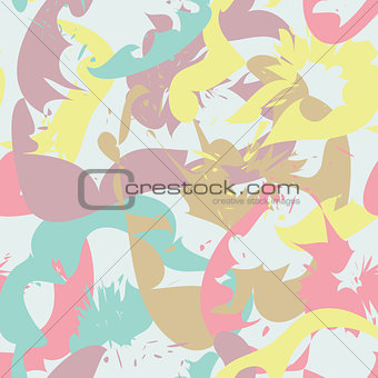 Abstract seamless pattern with floral silhouettes