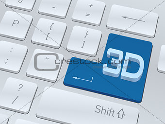 3d text concept on button of white computer keyboard.