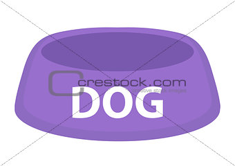 Dog bowl for food icon flat, cartoon style. Isolated on white background. Vector illustration, clip-art.