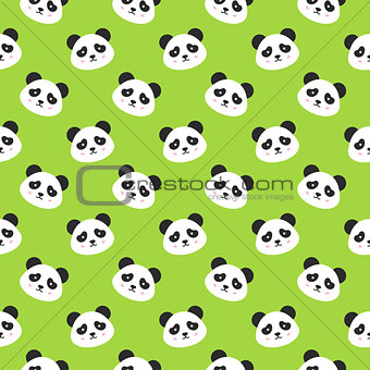 Happy Panda Faces Seamless Pattern