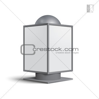 Square billboard lightbox, on a white background
