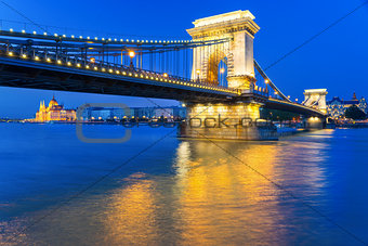 Szechenyi Chain Bridge in Budapest Hungary