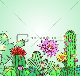 Cactus on a green background