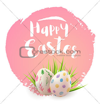 Pink Easter card with eggs