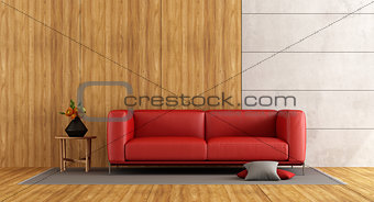 Wooden and concrete living room