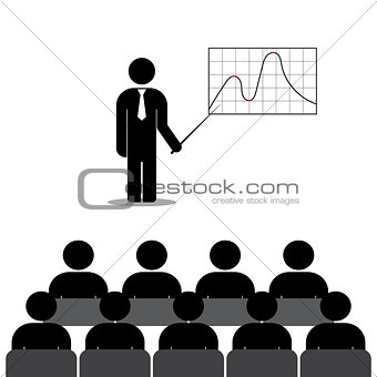 Manager shows a graph of employees