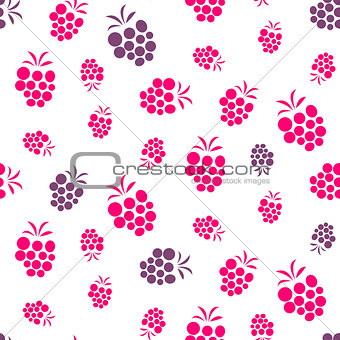 Raspberry pink and purple seamless pattern on white.