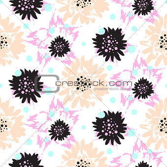 Bold brush strokes floral seamless pattern.