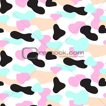 Pink and blue neon pastel camouflage seamless vector pattern.