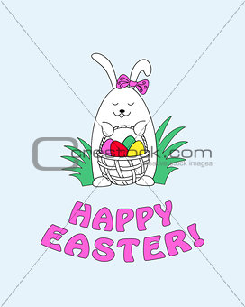 happy easter with funny bunny