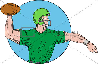 Quarterback QB Throwing Ball Circle Drawing