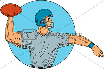 Quarterback QB Throwing Ball Motion Circle Drawing