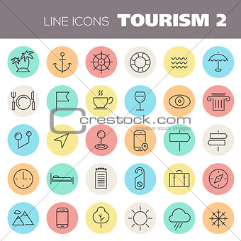 Inline Tourism Icons Collection