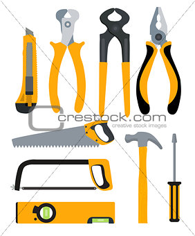 Set of Isolated Icons Building Tools for Repair. Pliers, nippers