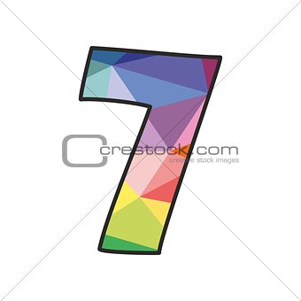 Colorful flat vector number 7 isolated on white background