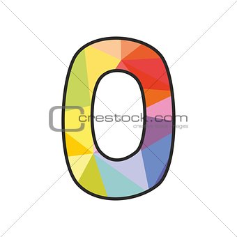 Colorful flat vector number 0 isolated on white background