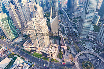 Aerial view of Shanghai city center.