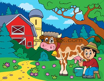 Farmer milking cow image 4