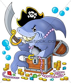 Pirate shark with treasure theme 1