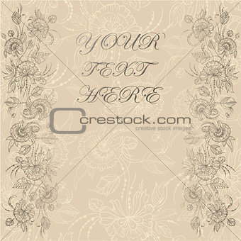 Invitation card with floral seamless pattern. Wedding invitation. Template cards.