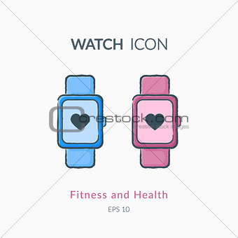 Sport watch icon isolated on white.