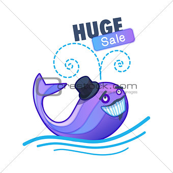 Cute whale and sale text.