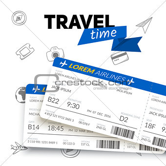 Tickets and travel badge.