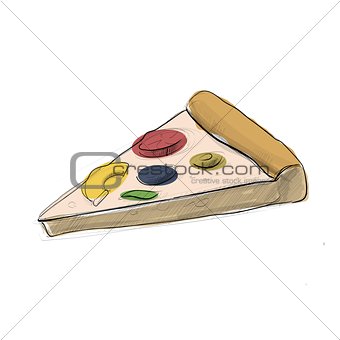 Pizza slice isolated on white.