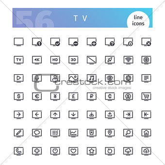 TV Line Icons Set