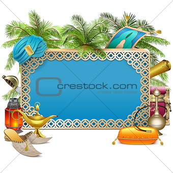 Vector Arabic Frame with Palm Tree