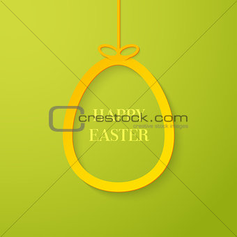 Easter greeting card with hanging paper egg.