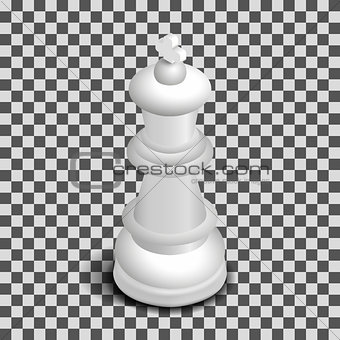 White king chess piece isometric, vector illustration.