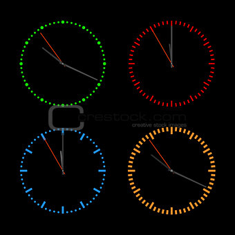 Round dials with arrows, vector illustration.