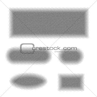 Geometric shapes with halftone effect, vector illustration.
