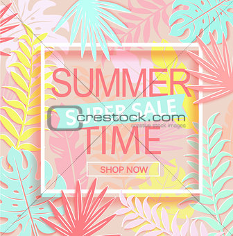 Summer time super sale banner.