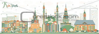 Abstract Kazan Skyline with Color Buildings.
