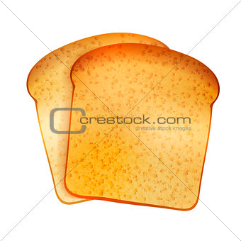 Couple of bright realistic tasty toasts on white