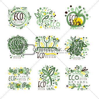 Organic, bio, farm fresh, eco, healthy food set for label design. Ecology, nature vector Illustrations