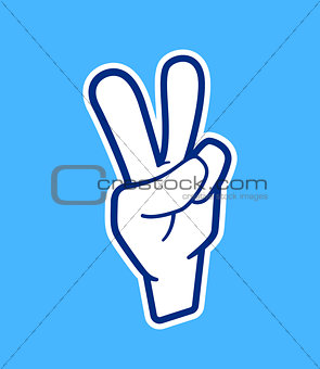 Peace hand sign. Vector icon in cartoon style