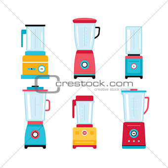 Blender Juicer Mixer Kitchen appliance icon set isolated on white
