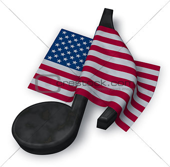 music note and flag of the usa - 3d rendering