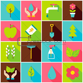 Gardening Spring Colorful Icons