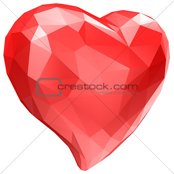 heart with faceted low-poly geometry effect