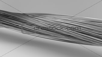 3d illustration of twisting metal rods.