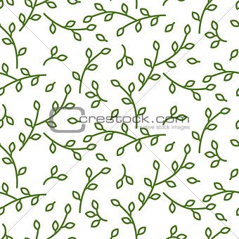 Line style leaves seamless vector pattern.
